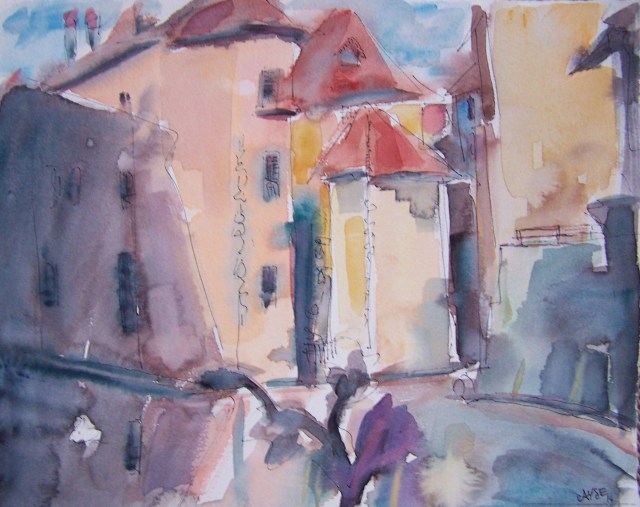 Watercolor on paper-france-annecy-fun